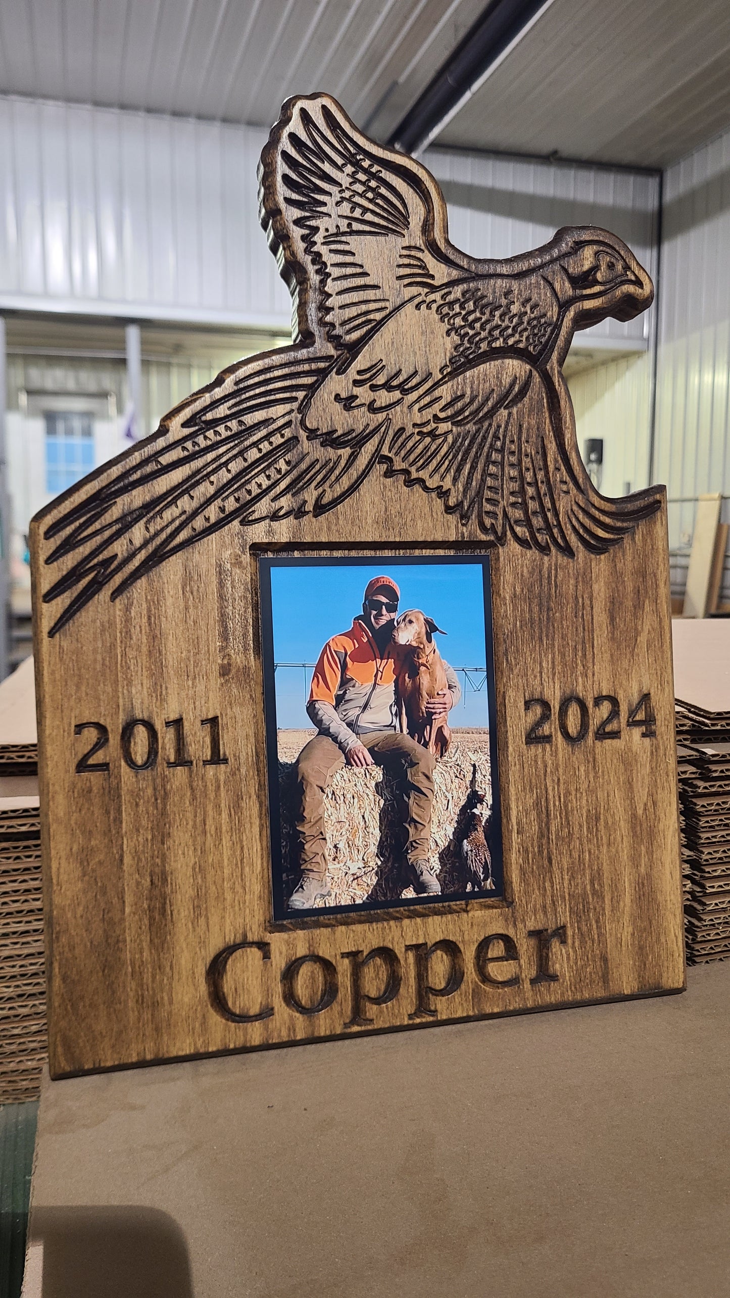 Personalized Pheasant Tail Mounting Plaque - Dog Memorial