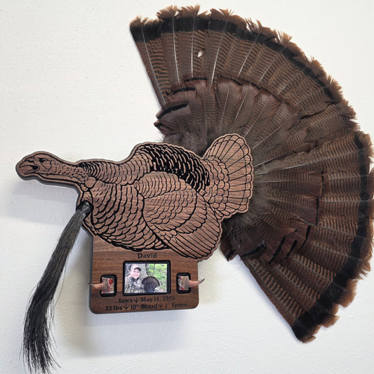 Personalized Gobbling Turkey Plaque – Custom Engraved Hunting Trophy Mount – First Turkey Gift
