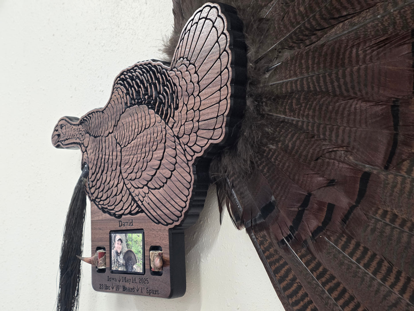 Personalized Gobbling Turkey Plaque – Custom Engraved Hunting Trophy Mount – First Turkey Gift