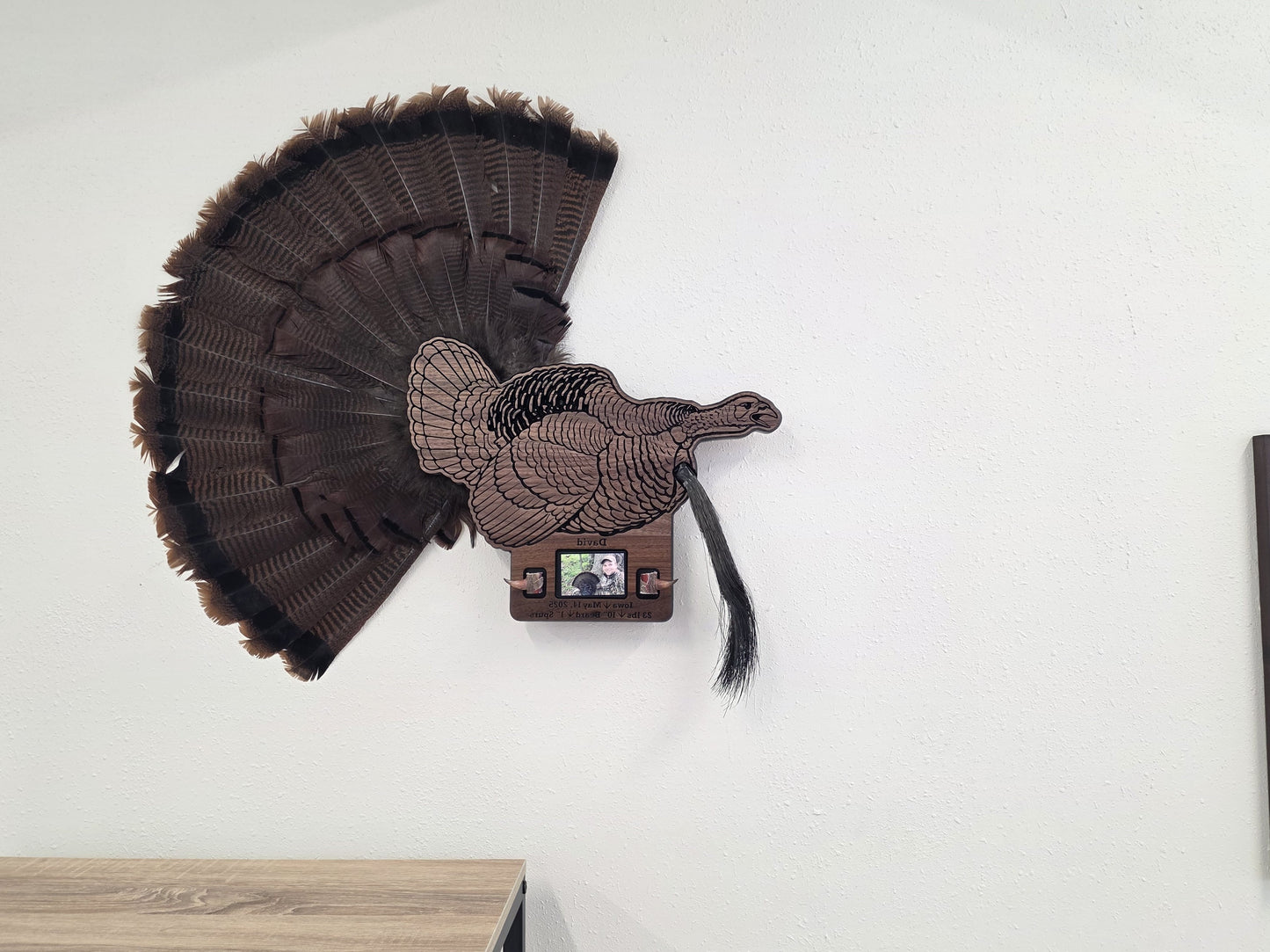 Personalized Gobbling Turkey Plaque – Custom Engraved Hunting Trophy Mount – First Turkey Gift