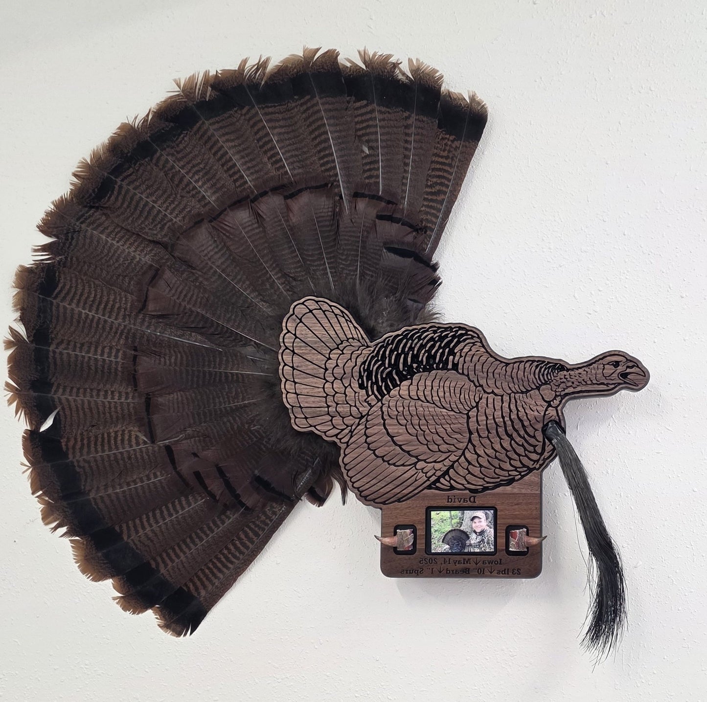 Personalized Gobbling Turkey Plaque – Custom Engraved Hunting Trophy Mount – First Turkey Gift