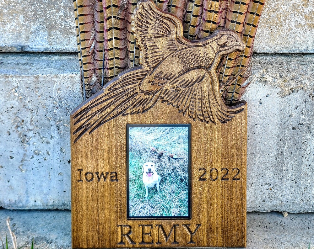 Personalized Pheasant Tail Mounting Plaque - Dog Memorial